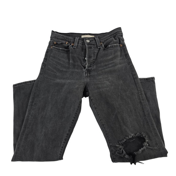 Levi's Denim - Levis Wedgie Straight Jeans Womens 28 Black Distressed High Rise Button Fly